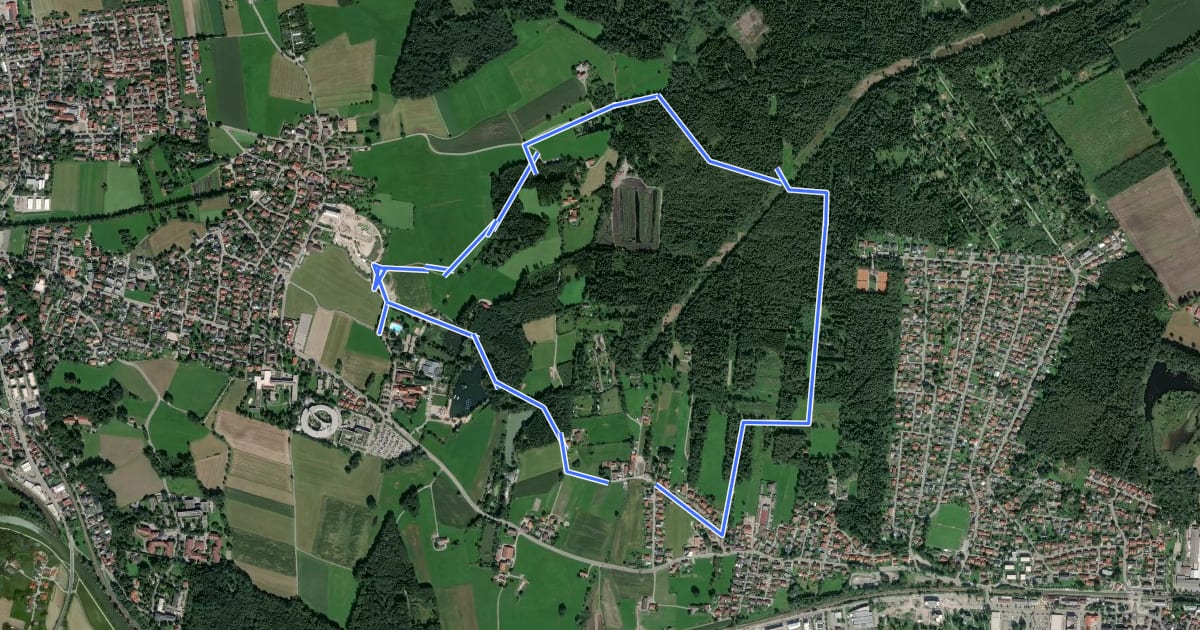 Маршрут Nordic Walking Rundstrecke 2 - mittel на спутниковом снимке