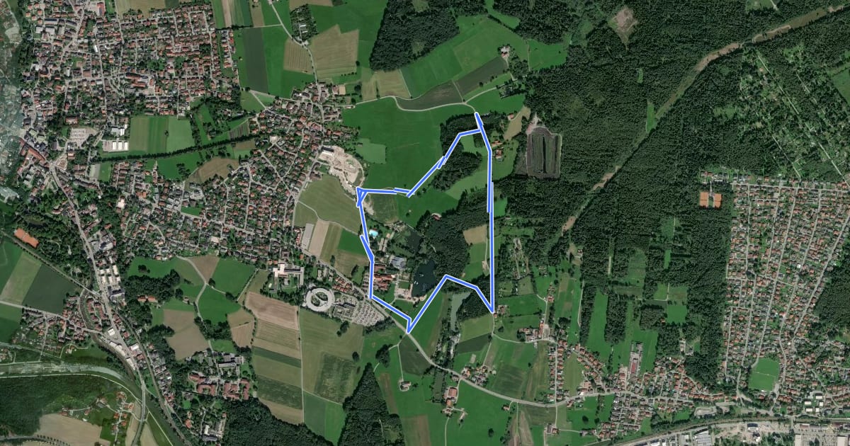 Маршрут Nordic Walking Rundstrecke 3 - leicht на спутниковом снимке