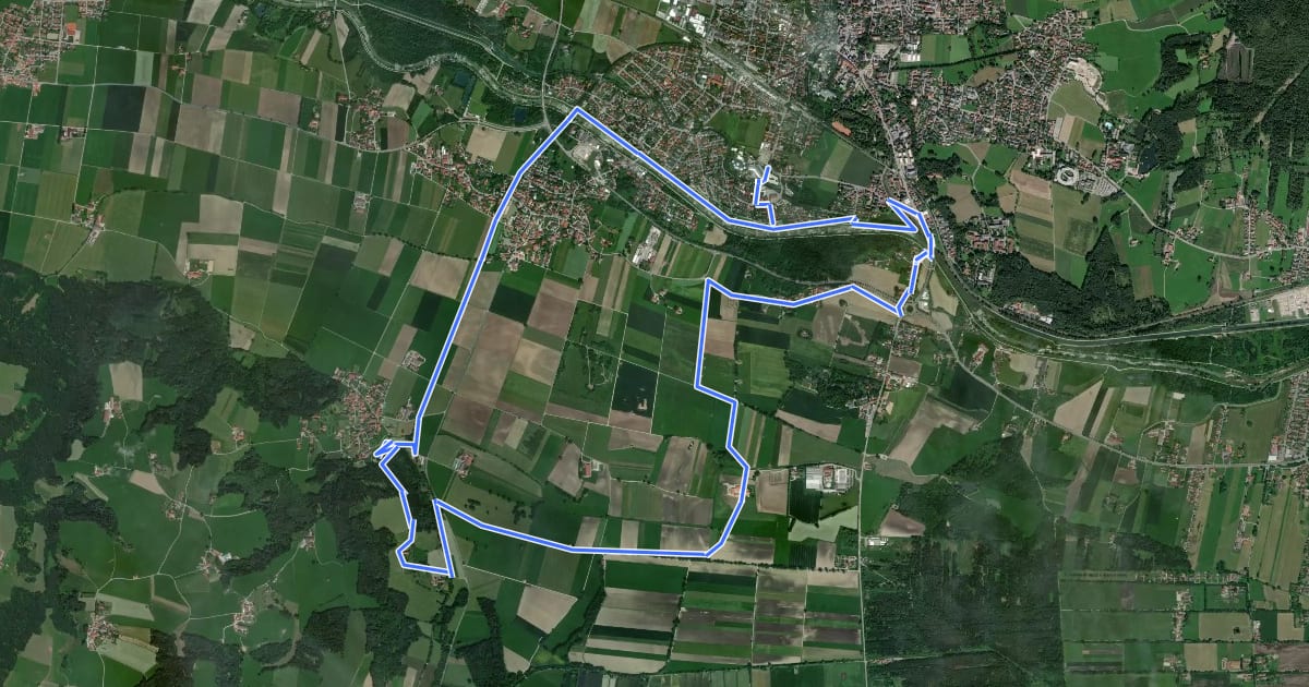 Маршрут Nordic Walking Rundstrecke 6 - schwer на спутниковом снимке