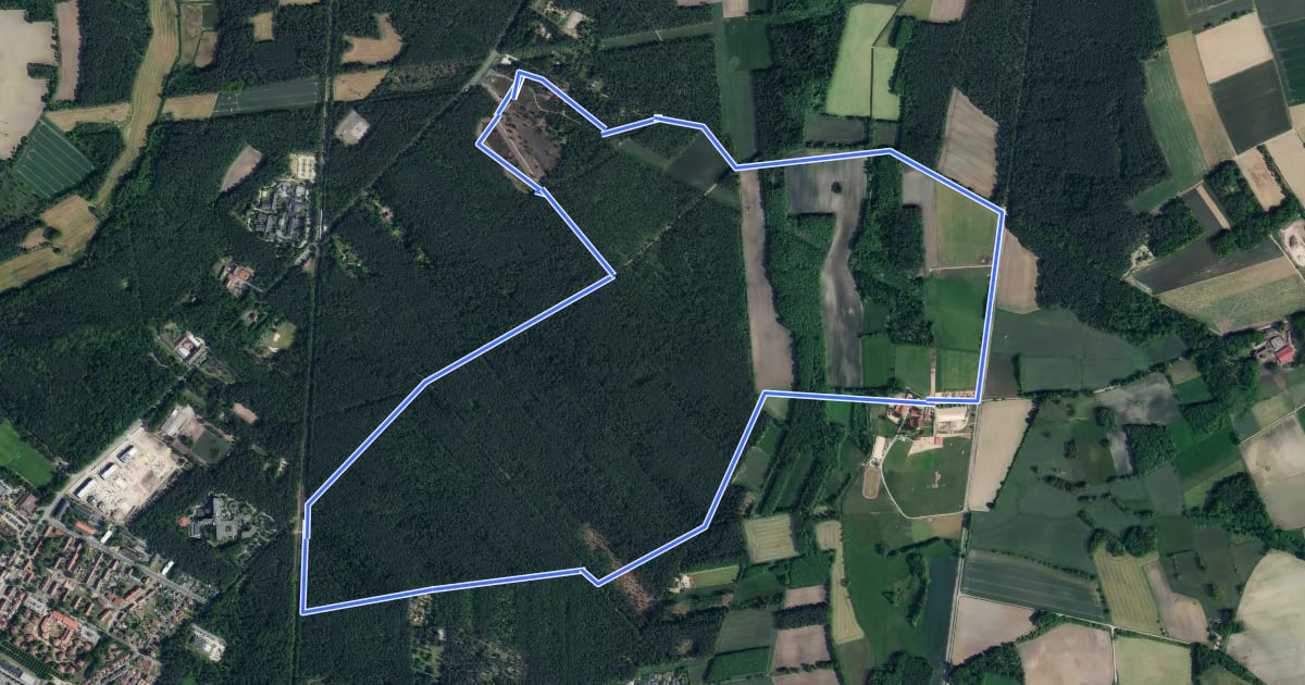 Маршрут Nordic Walking Strecke 4 (rot) на спутниковом снимке