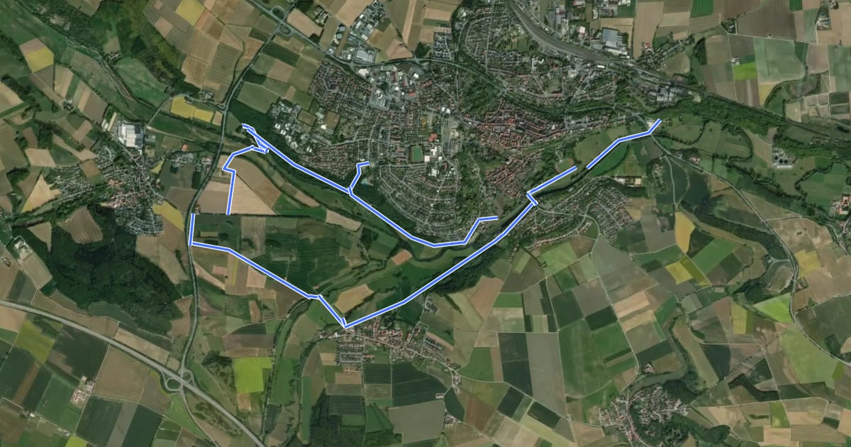 Маршрут NordicWalking Park Warburg, Strecke 2 на спутниковом снимке