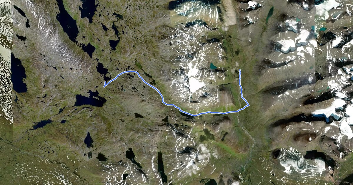 Маршрут Nordkalottruta Etapp 27: Sälka - Hukejaure на спутниковом снимке