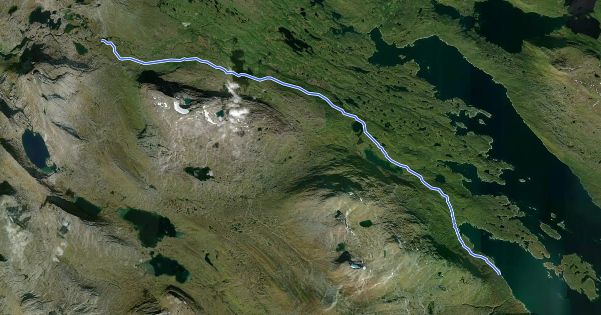 Маршрут Nordkalottruta Etapp 34: Njallajávrre - Vaisaluokta на спутниковом снимке