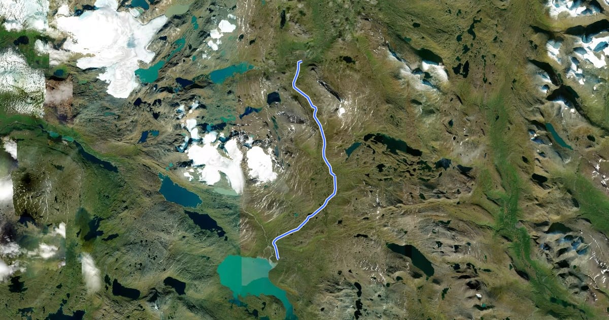 Маршрут Nordkalottruta Etapp 41: Staddajåkkåstugorna - Pieskehaure на спутниковом снимке
