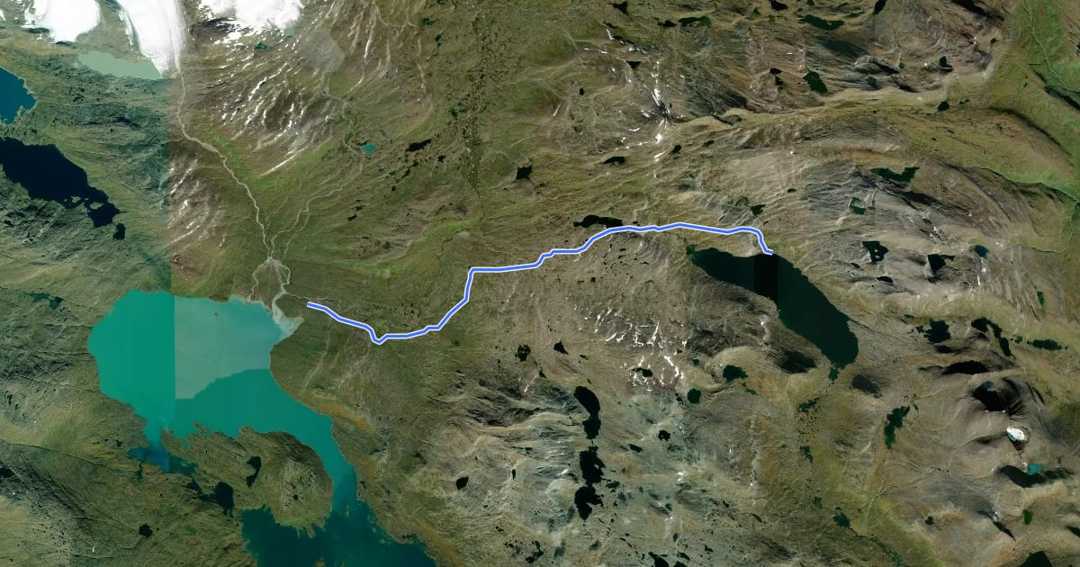 Маршрут Nordkalottruta Etapp 42: Pieskehaure - Vaimok на спутниковом снимке