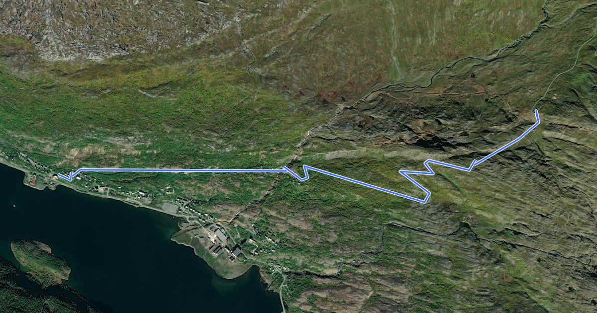 Маршрут Nordkalottruta Etapp 43: Ny-Sulitjelma Fjellstue - Sulitjelma на спутниковом снимке