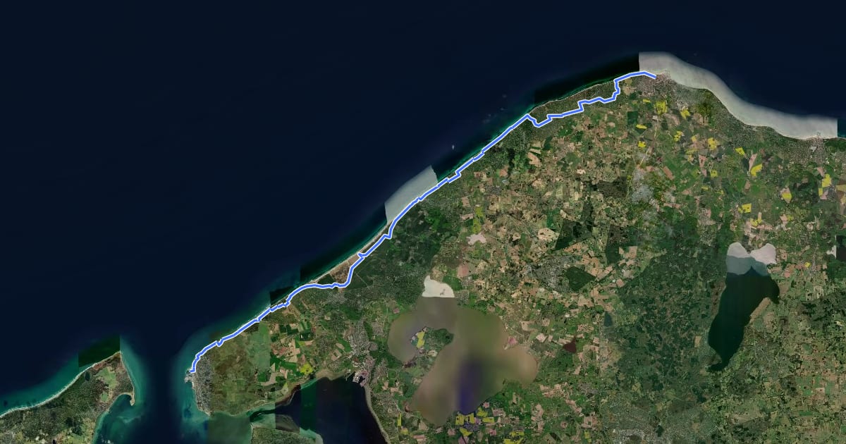 Маршрут Nordkyststien Hundested - Gilleleje на спутниковом снимке