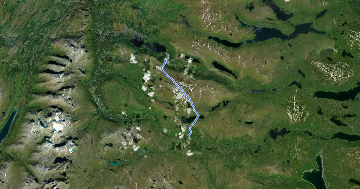 Маршрут Nordlandsruta Etapp 1: Harvasstua - Grannes на спутниковом снимке