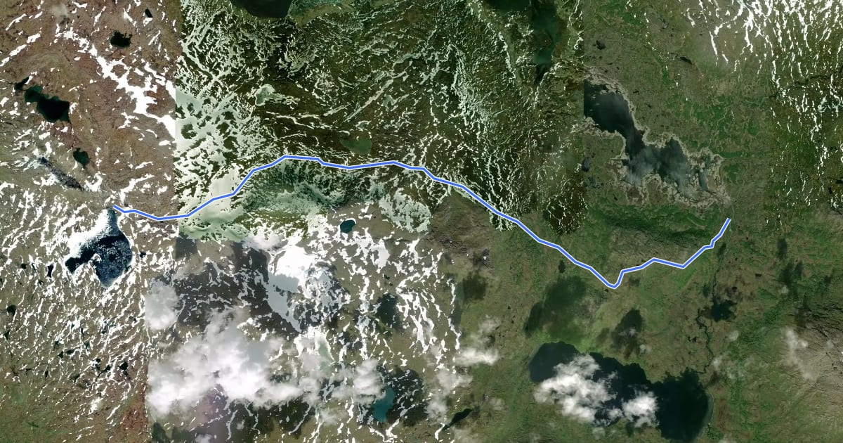 Маршрут Nordlandsruta Etapp 10: Sauvasshytta - Kvitsteindalstunet на спутниковом снимке