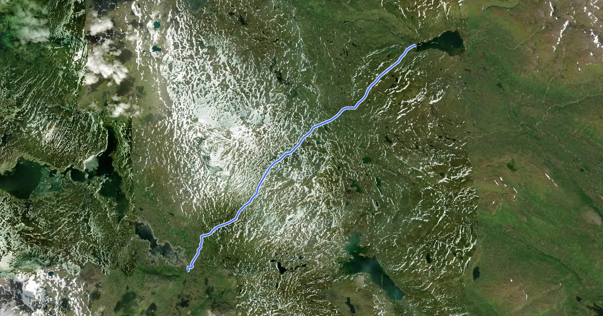 Маршрут Nordlandsruta Etapp 11: Kvitsteindalstunet - Virvasshytta на спутниковом снимке