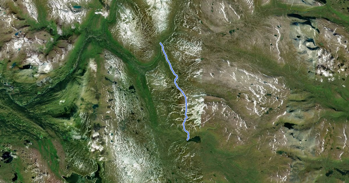 Маршрут Nordlandsruta Etapp 12: Virvasshytta - Corraskoia - Bolnastua на спутниковом снимке