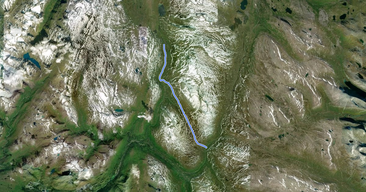 Маршрут Nordlandsruta Etapp 13: Bolnastua - Krukkistua на спутниковом снимке