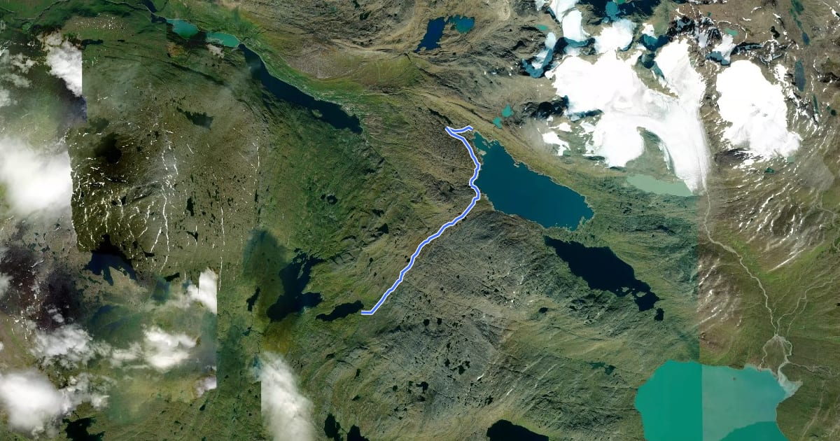 Маршрут Nordlandsruta Etapp 22: Tjalalveshytta - Lomihytta на спутниковом снимке