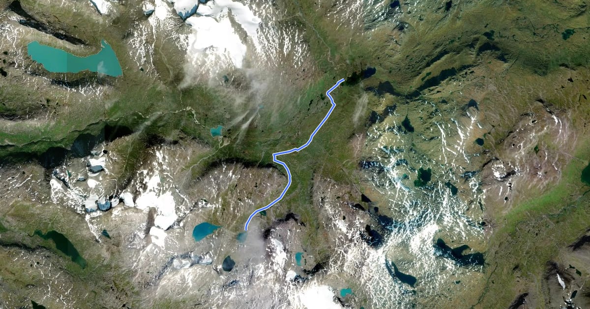 Маршрут Nordlandsruta Etapp 39: Cáihnavággihytta - Cunojávrihytta на спутниковом снимке
