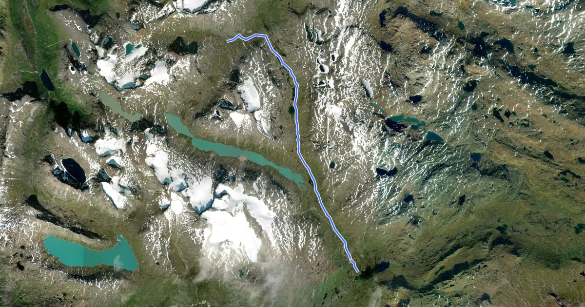Маршрут Nordlandsruta Etapp 40: Cunojávrihytta - Hunddalshytta на спутниковом снимке