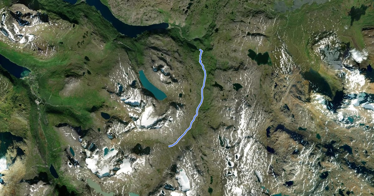 Маршрут Nordlandsruta Etapp 41: Hunddalshytta to Katterat на спутниковом снимке