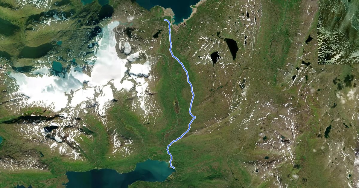 Маршрут Nordlandsruta Etapp 6: Raudlia - Gressvasshytta на спутниковом снимке