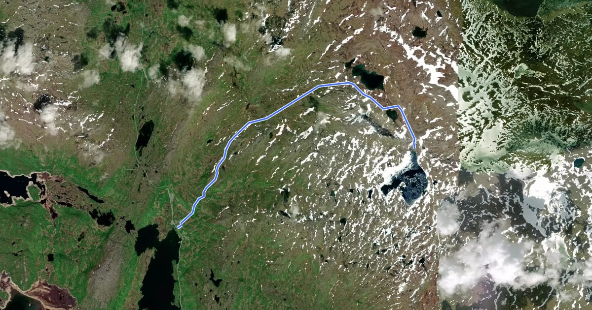 Маршрут Nordlandsruta Etapp 9: Umbukta fjellstue - Sauvasshytta на спутниковом снимке