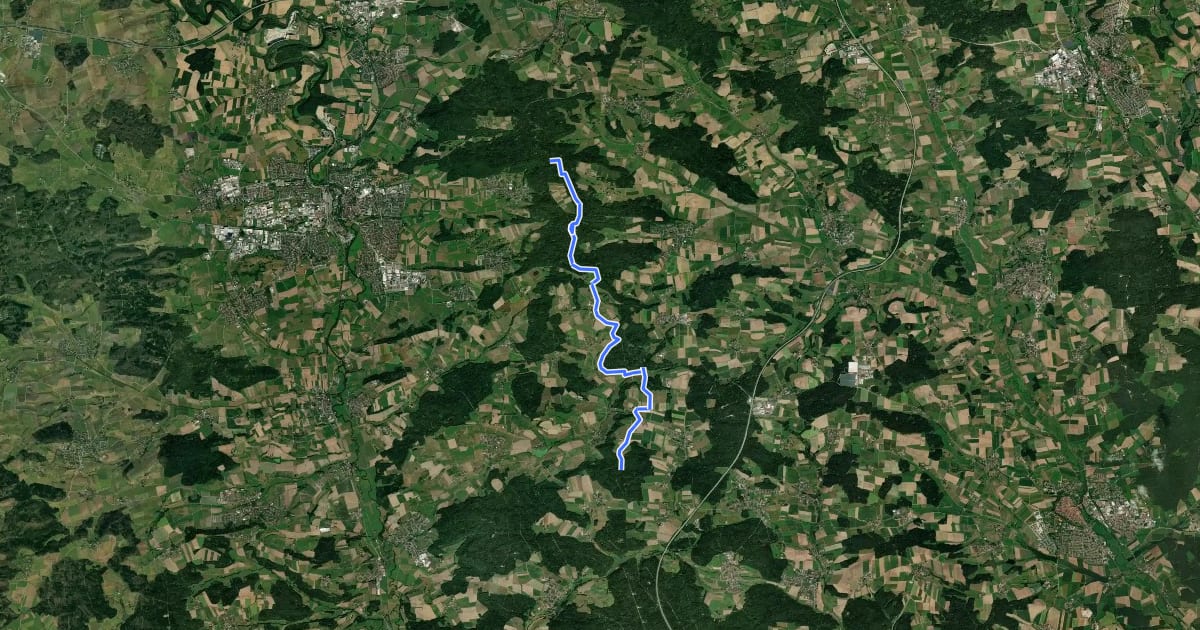 Маршрут Nordsee-Rhein-Main-Donau-Weg на спутниковом снимке