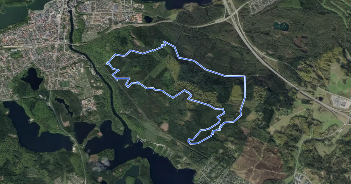 Маршрут Nordskoven blåt MTB spor на спутниковом снимке