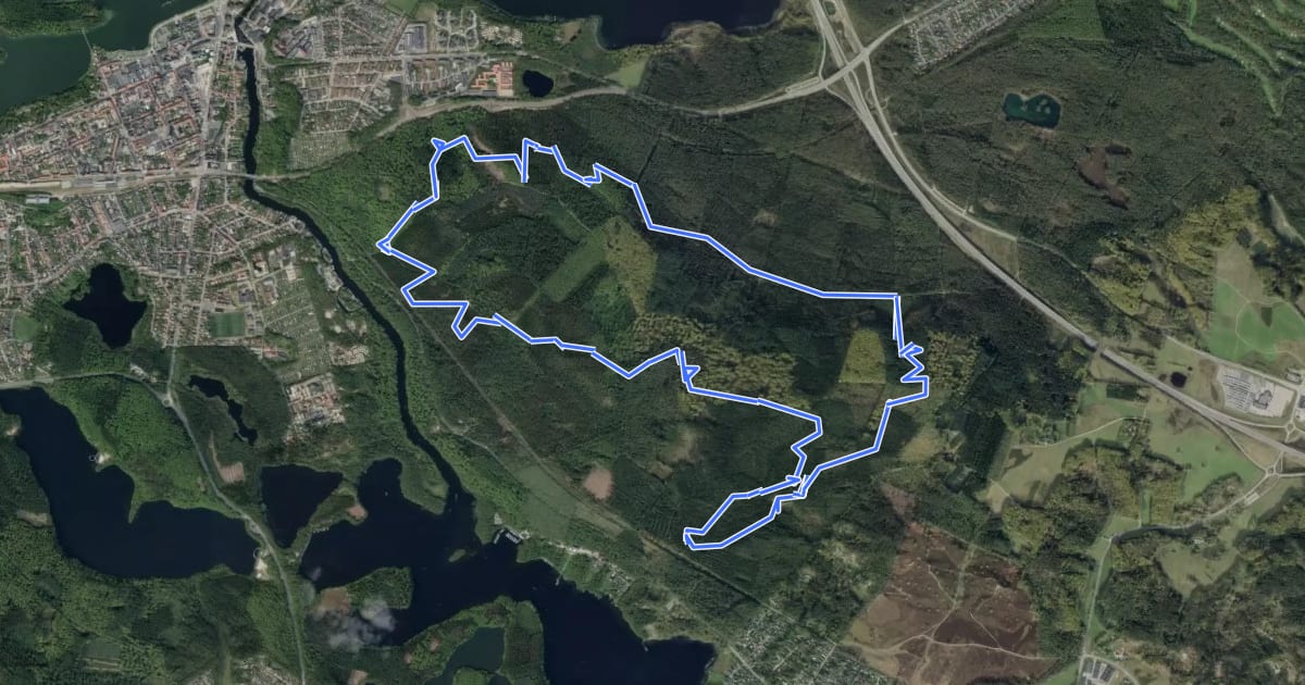 Маршрут Nordskoven rødt MTB spor на спутниковом снимке