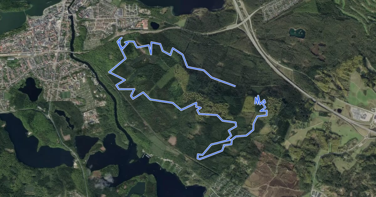 Маршрут Nordskoven sort MTB spor на спутниковом снимке