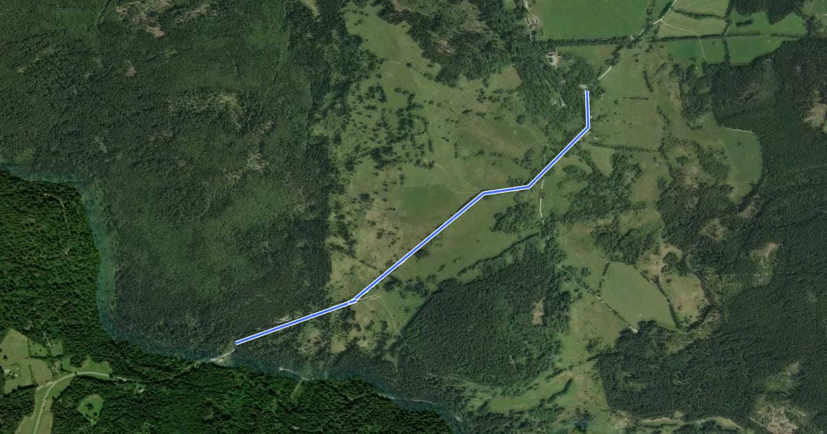 Маршрут Nordwaldkammweg Verbindungsweg V2 CZ на спутниковом снимке