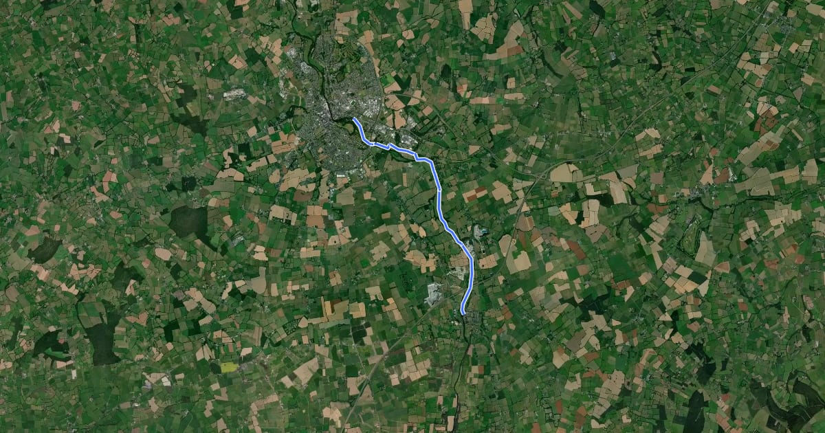 Маршрут Nore Valley Way: Kilkenny - Bennetsbridge на спутниковом снимке