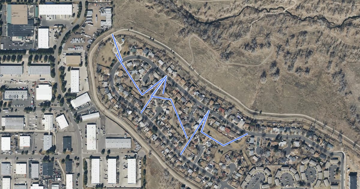 Маршрут Norfolk Glen Path на спутниковом снимке
