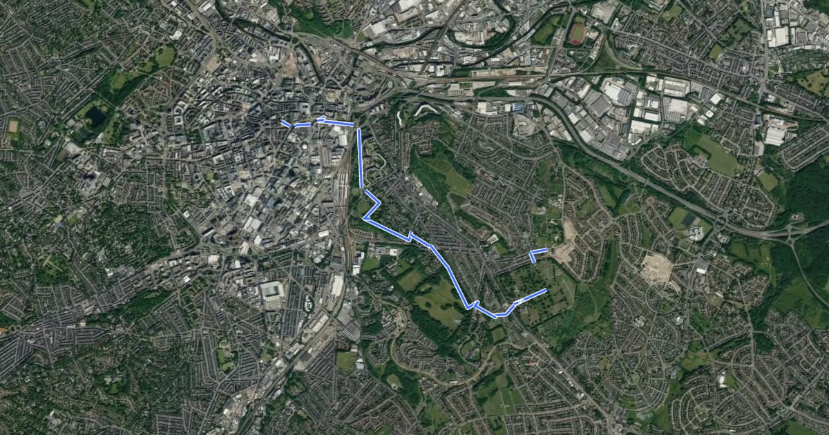 Маршрут Norfolk Heritage Walk на спутниковом снимке