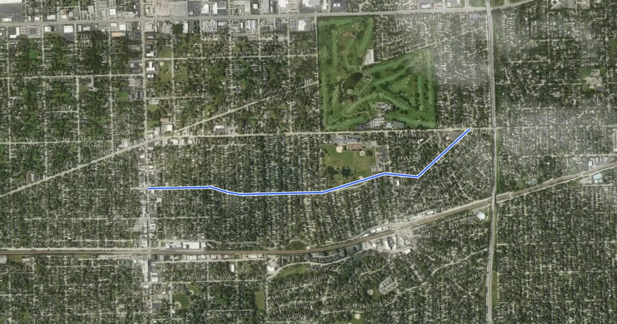 Маршрут Norfolk Street Bikeway на спутниковом снимке
