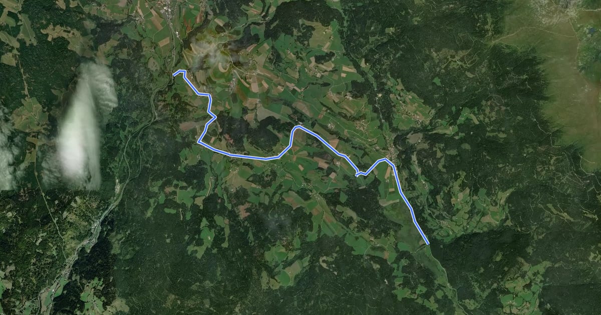 Маршрут Norischer Radweg на спутниковом снимке
