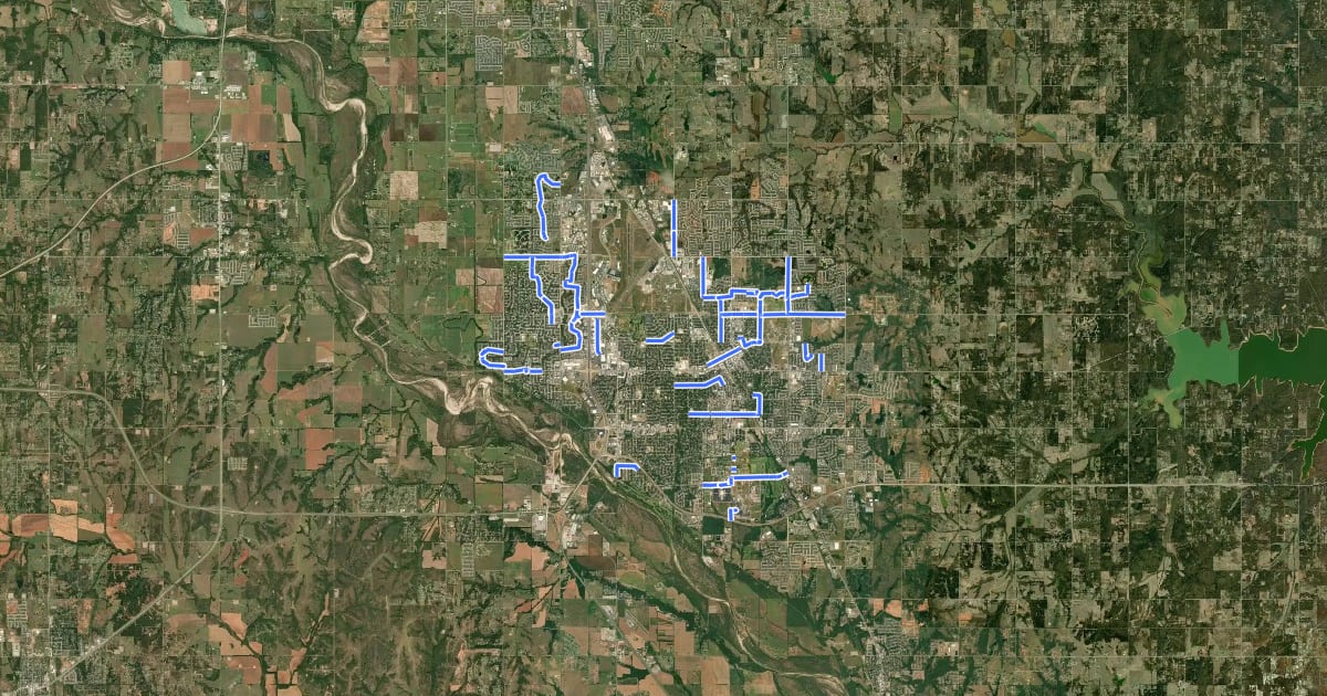 Маршрут Norman Bike Route на спутниковом снимке