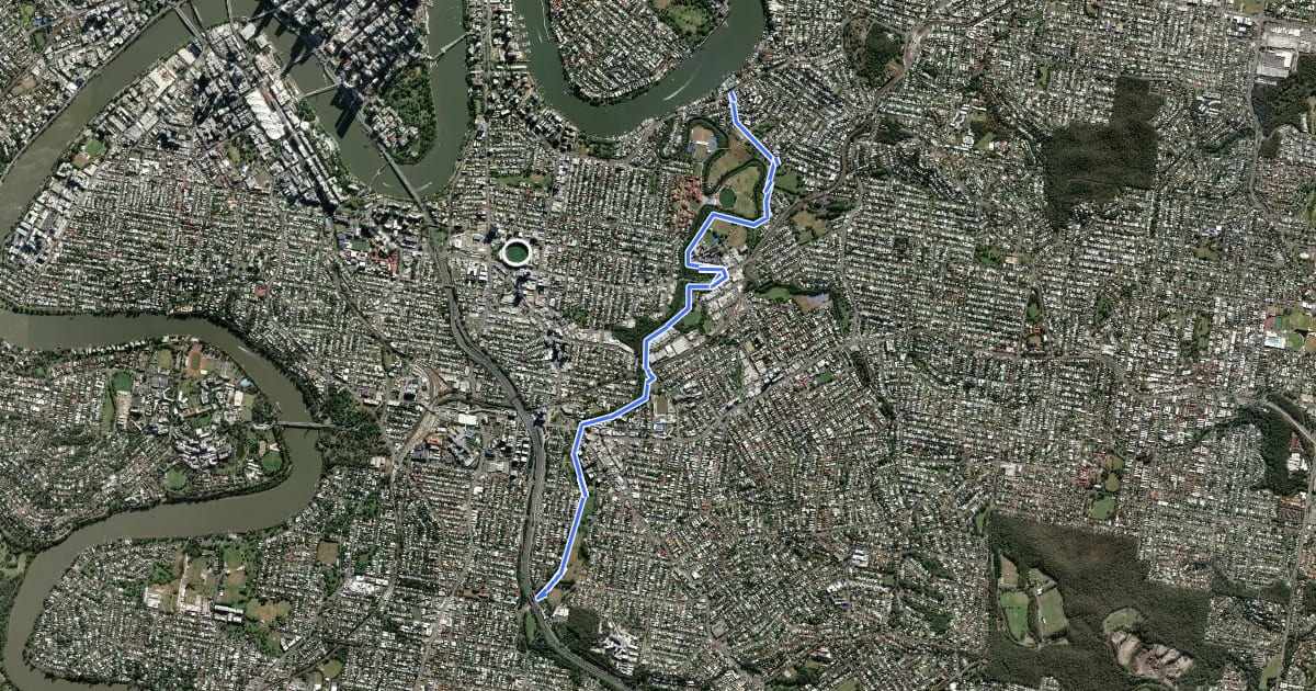 Маршрут Norman Creek Bikeway на спутниковом снимке