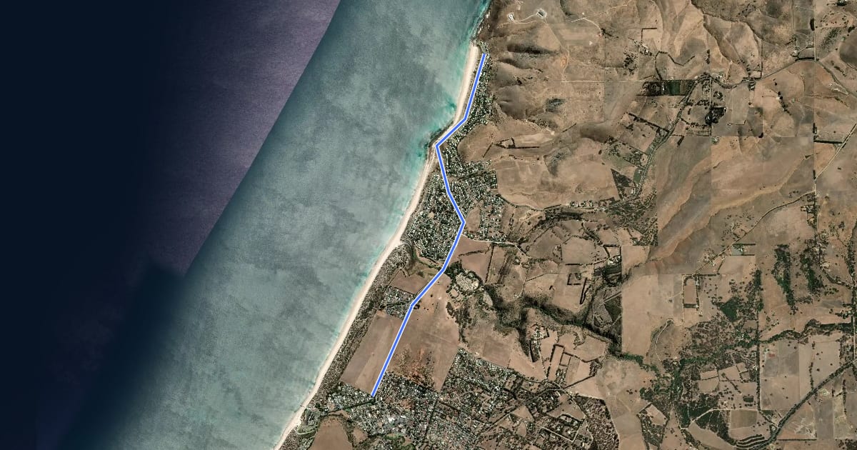 Маршрут Normanville to Carrickalinga Shared Path на спутниковом снимке