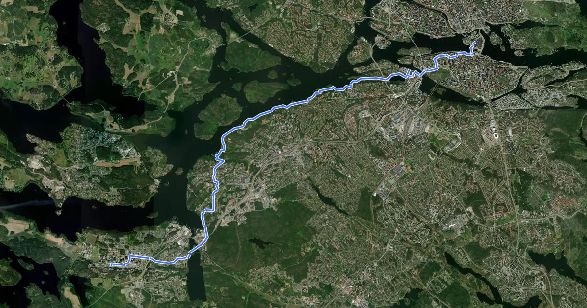 Маршрут Norsborgsstråket на спутниковом снимке