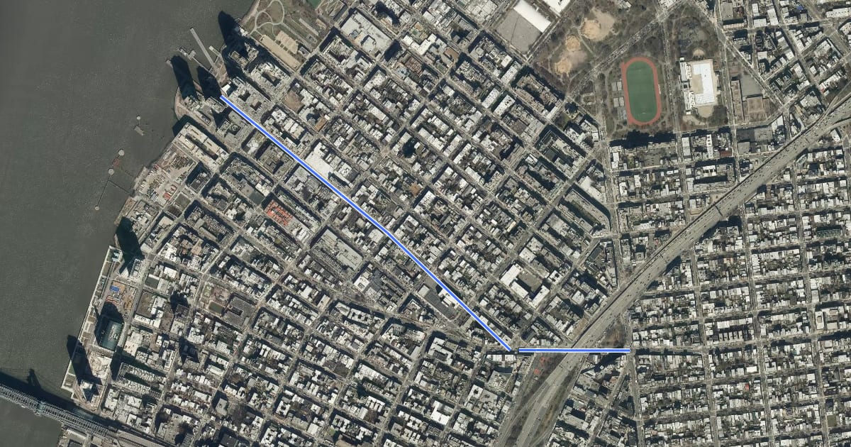 Маршрут North 5th Street на спутниковом снимке