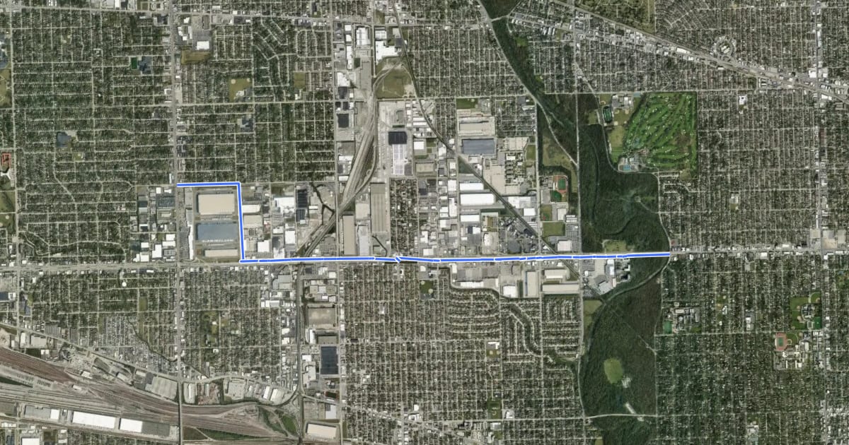 Маршрут North Avenue Commuter Trail на спутниковом снимке