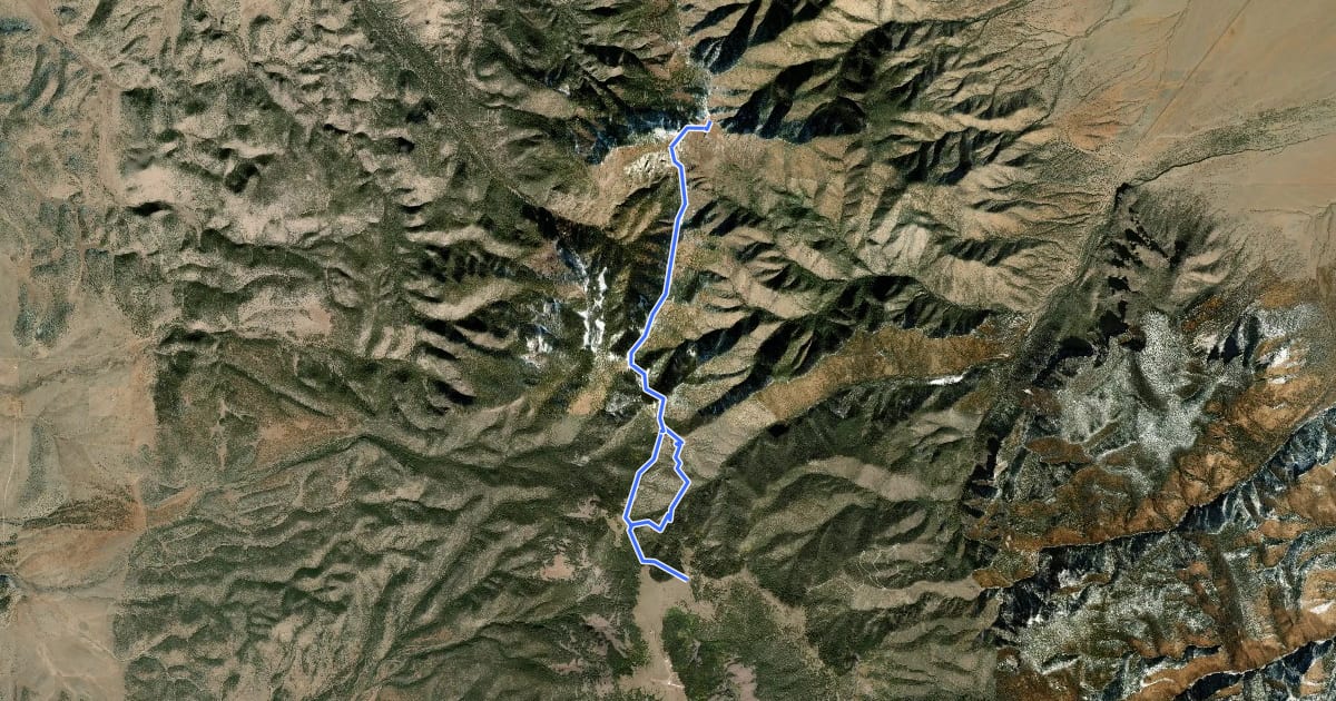 Маршрут North Baldy Trail на спутниковом снимке