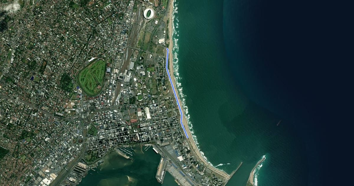 Маршрут North Beach parkrun на спутниковом снимке