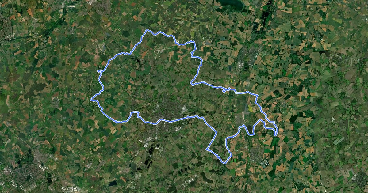 Маршрут North Bedfordshire Heritage Trail на спутниковом снимке