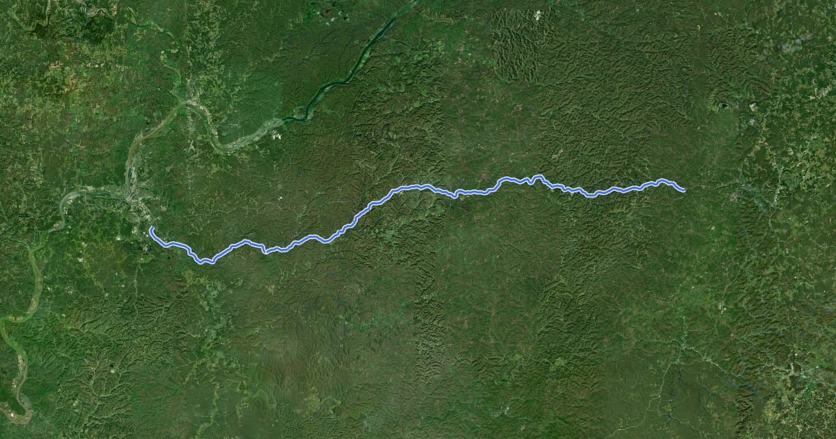 Маршрут North Bend Rail Trail на спутниковом снимке
