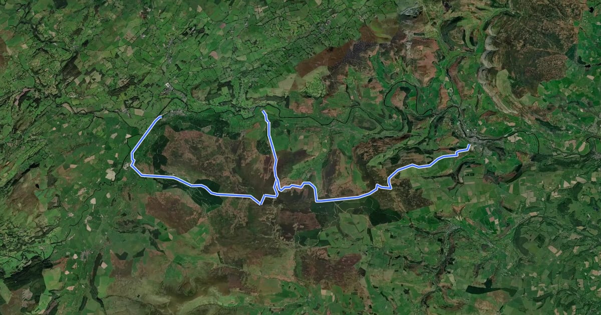 Маршрут North Berwyn Way на спутниковом снимке