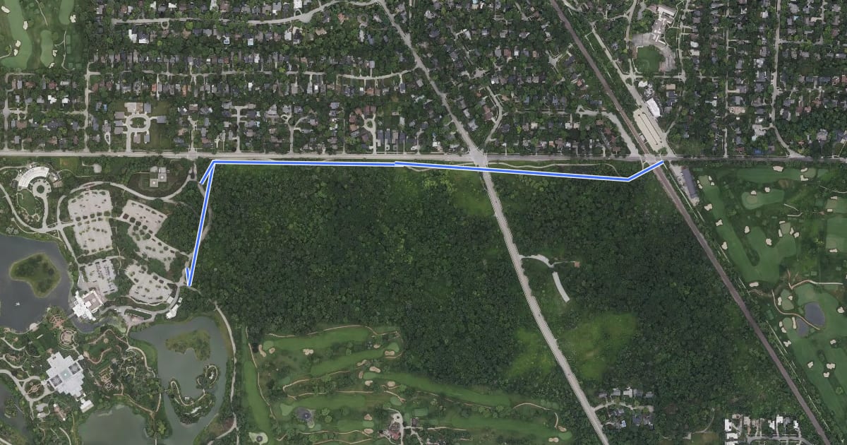 Маршрут North Branch Blue Paved (North) Trail на спутниковом снимке