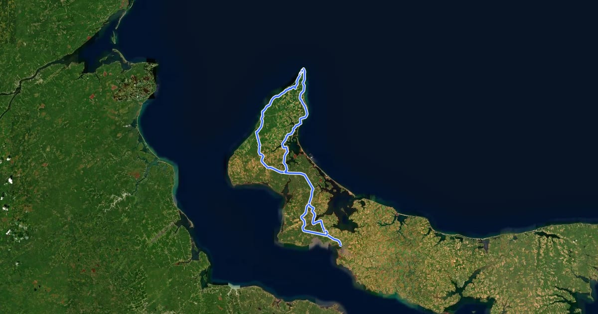 Маршрут North Cape Coastal Walk на спутниковом снимке