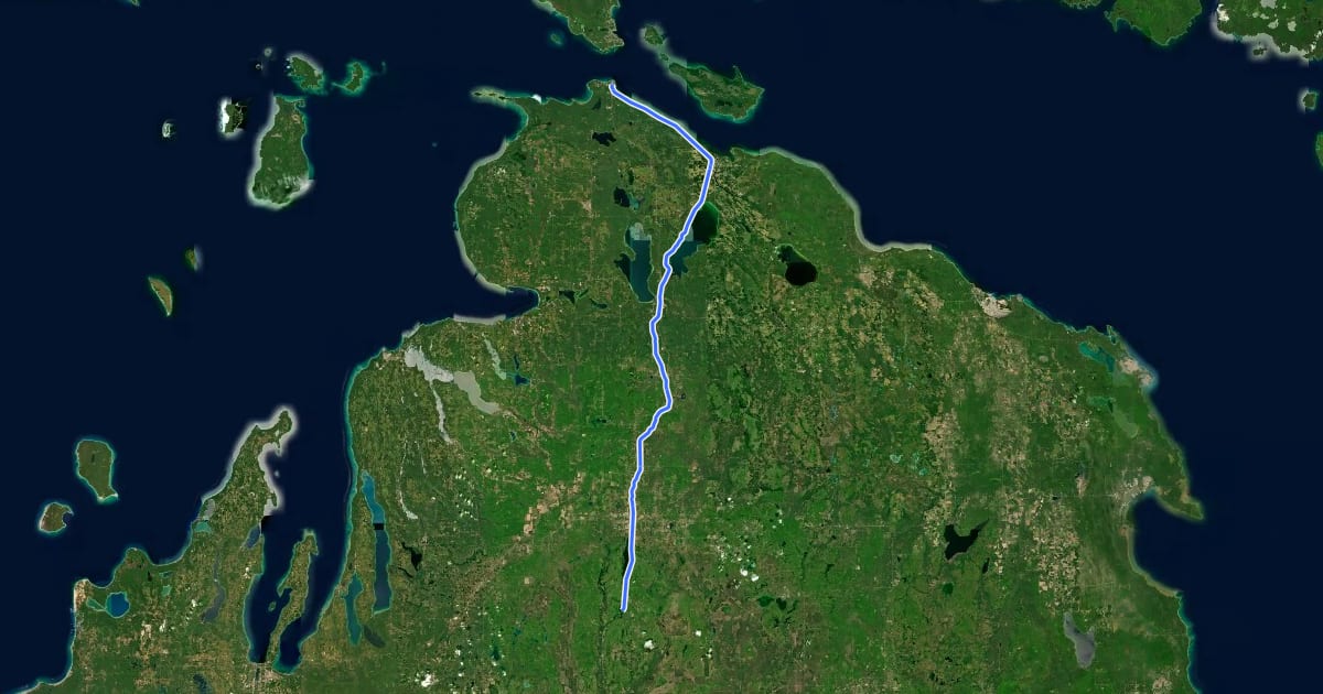 Маршрут North Central State Trail на спутниковом снимке