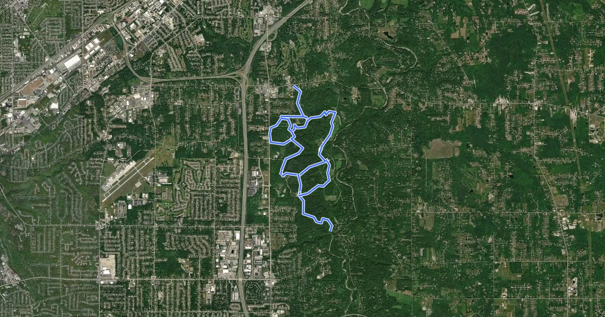 Маршрут North Chagrin Reservation на спутниковом снимке