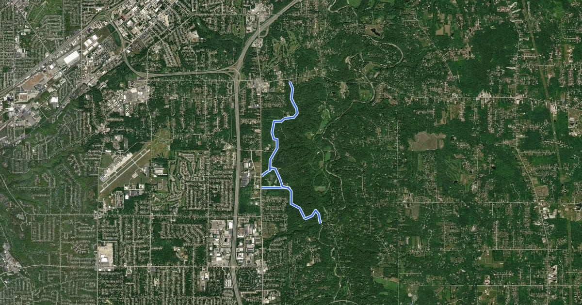 Маршрут North Chagrin Reservation All Purpose Trail на спутниковом снимке