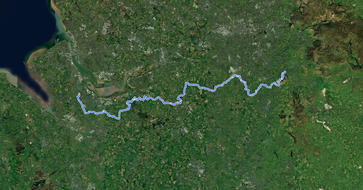 Маршрут North Cheshire Way на спутниковом снимке