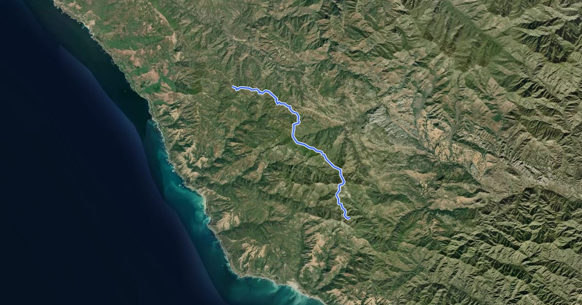 Маршрут North Coast Ridge Trail на спутниковом снимке
